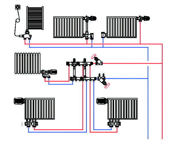 Однотрубная система отопления с нижней разводкой схема