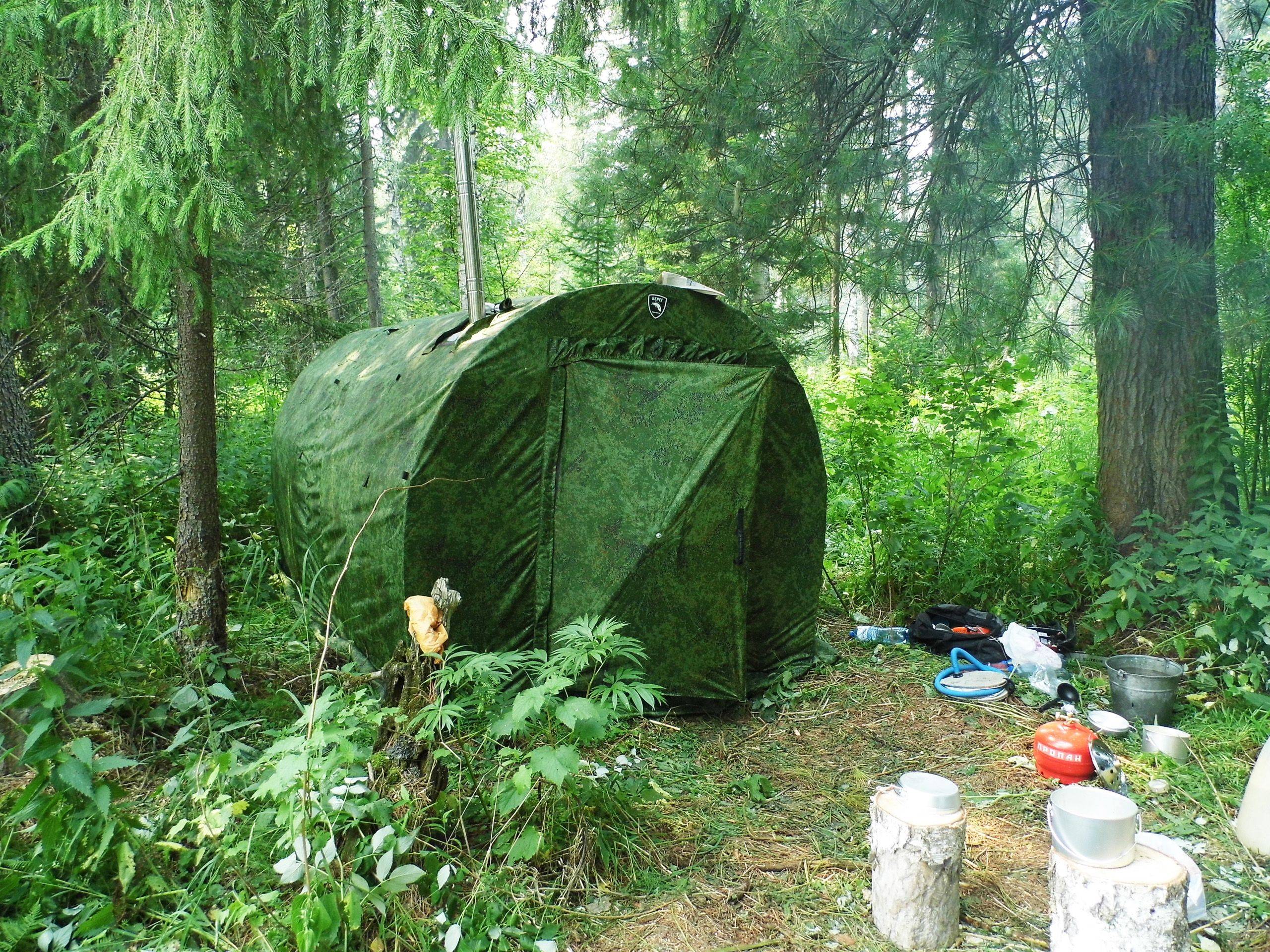 Походная баня с печкой и палаткой: особенности использования