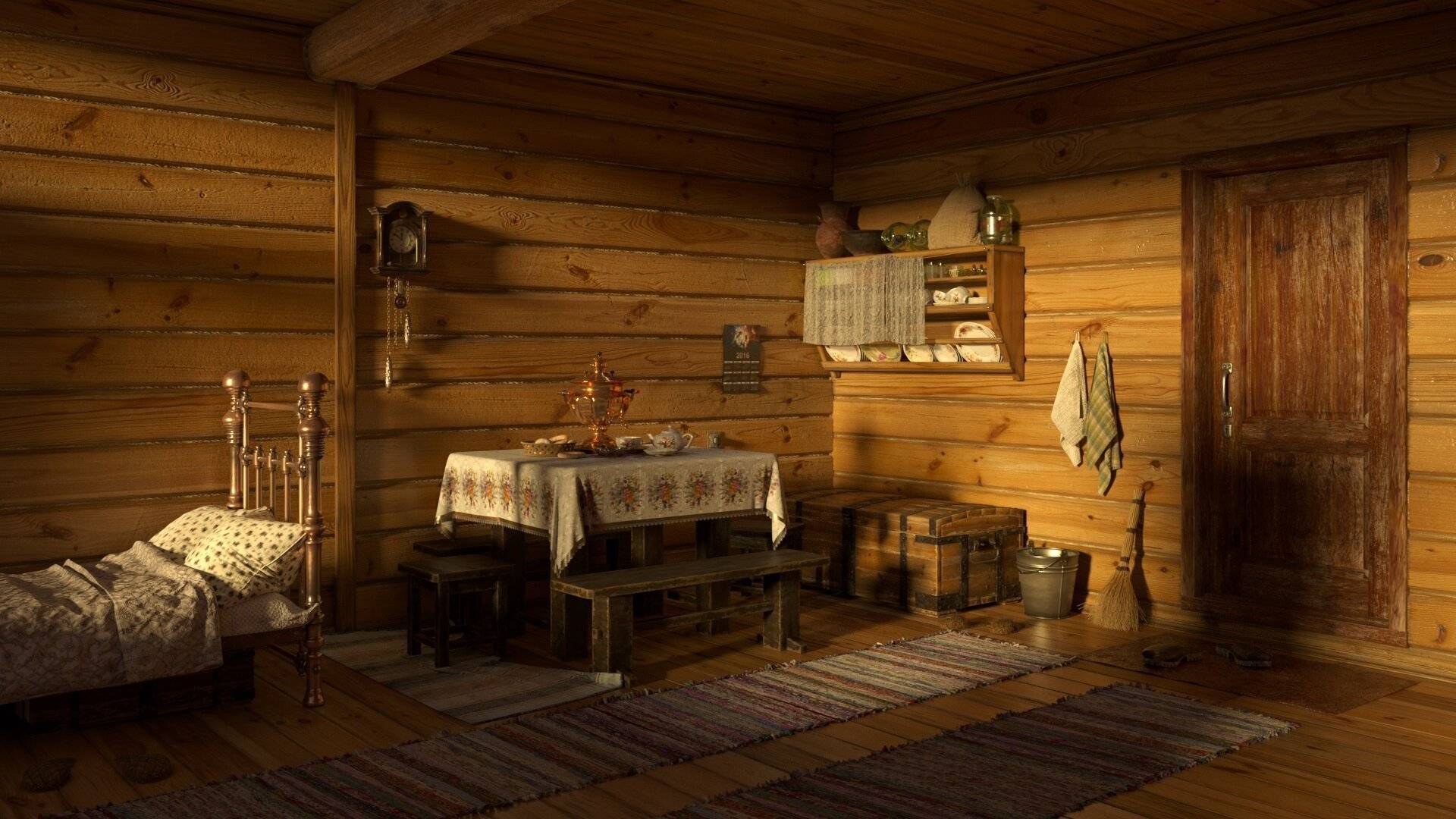 Квартира - изба.  интерьер в русском стиле.