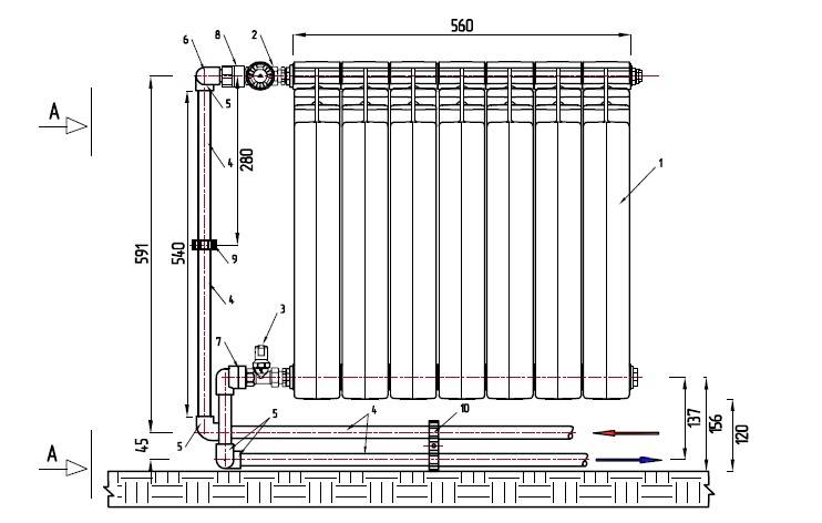 Подключение биметаллических радиаторов отопления: способы устройства, особенности монтажа