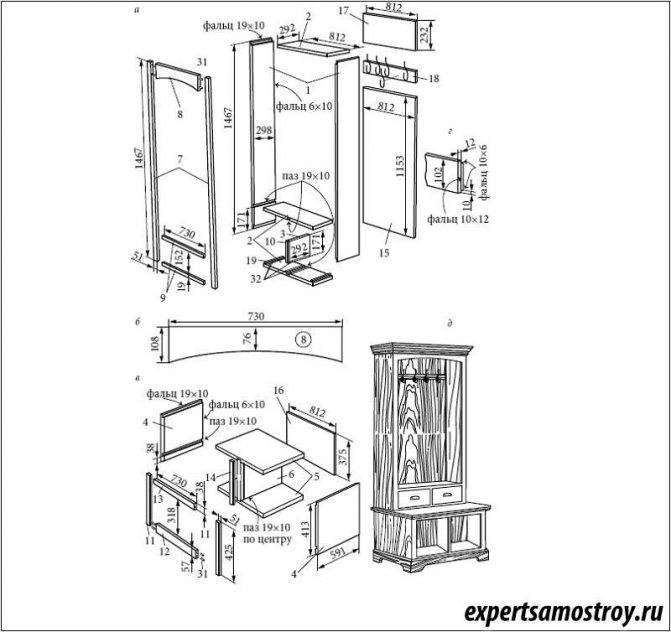 Угловой шкаф-купе своими руками, чертежи и схемы